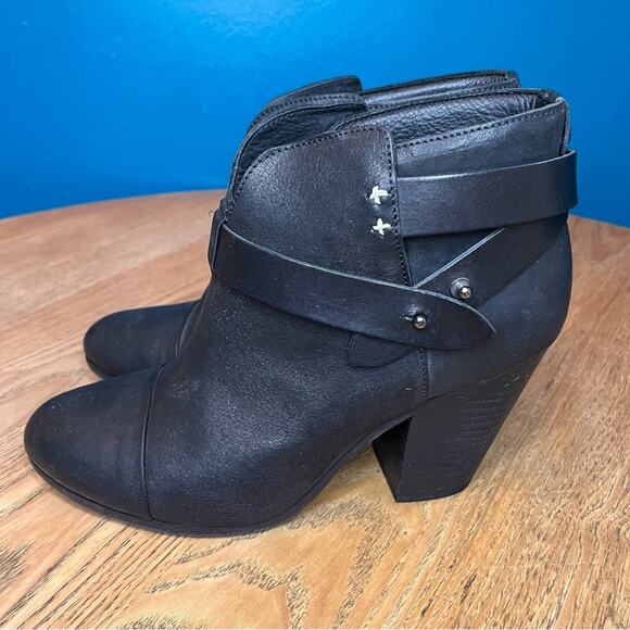 rag & bone Harrow Leather Ankle Boot Western Stacked Heel Black Size 9.5/39.5 - Picture 4 of 11